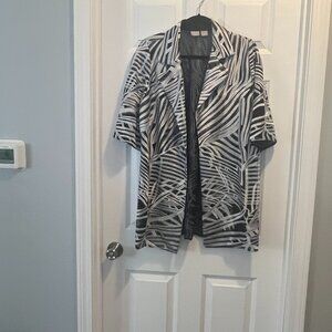 Chico's Travelers Black/Silver Whimsey Mesh Embroidered Jacket